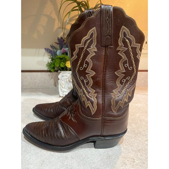 Lucchese 1883 Lizard Cowboy Boots With Embroidered Western Design Size 7 - Picture 11 of 14